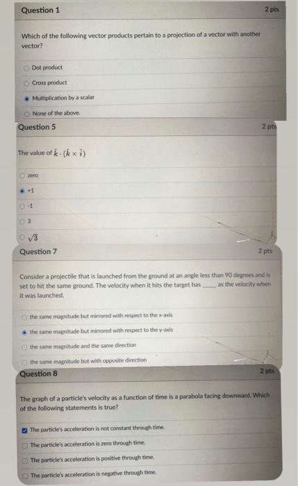Solved Question 1 2 pts Which of the following vector | Chegg.com