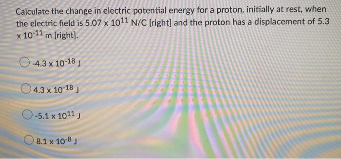 Solved Calculate the change in electric potential energy for | Chegg.com