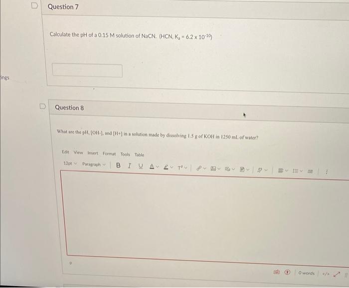 Solved Calculate the pH of a 0.15M solution of NaCN. ( | Chegg.com