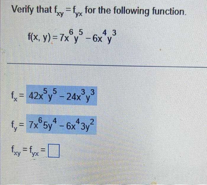 Solved Verify That Fxyfyx For The Following Function 