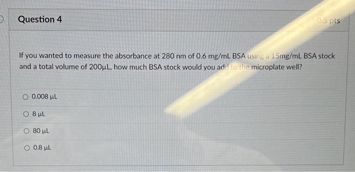 Solved If you wanted to measure the absorbance at 280 nm of | Chegg.com