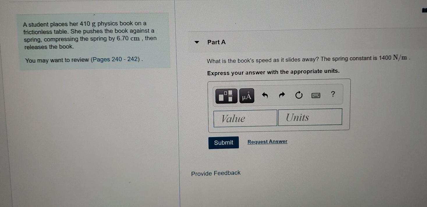 Solved A student places her 410 g physics book on a | Chegg.com