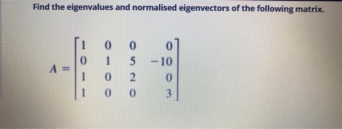 Solved Find the eigenvalues and normalised eigenvectors of | Chegg.com