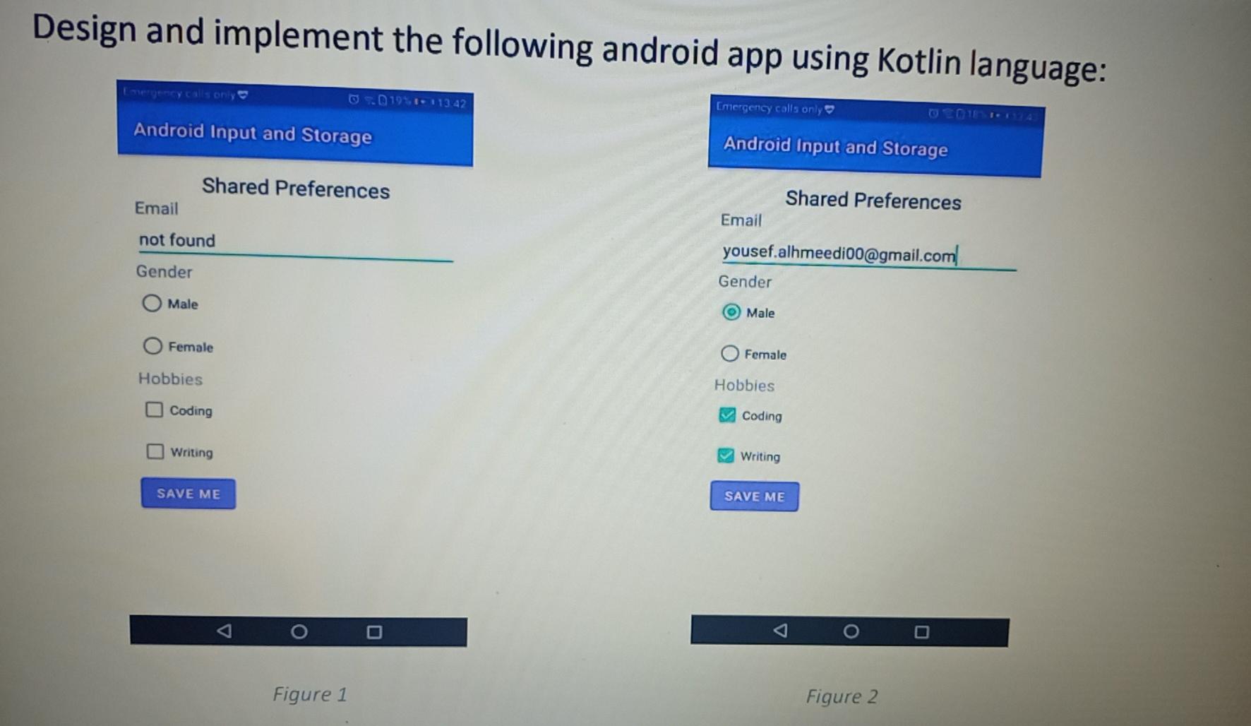 Design and implement the following android app using | Chegg.com