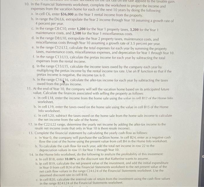Solved 10. In the Financial Statements worksheet, complete | Chegg.com