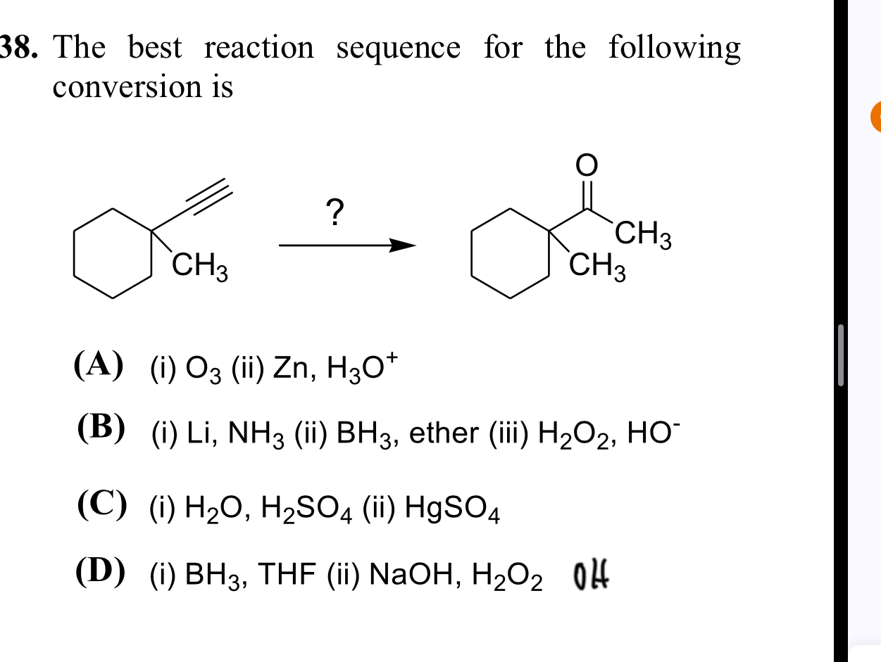 The best reaction sequence for the following | Chegg.com