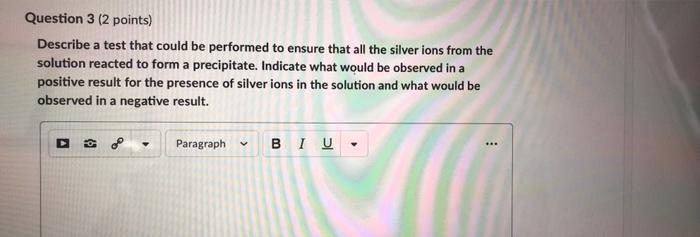 Solved Question 3 (2 points) Describe a test that could be | Chegg.com