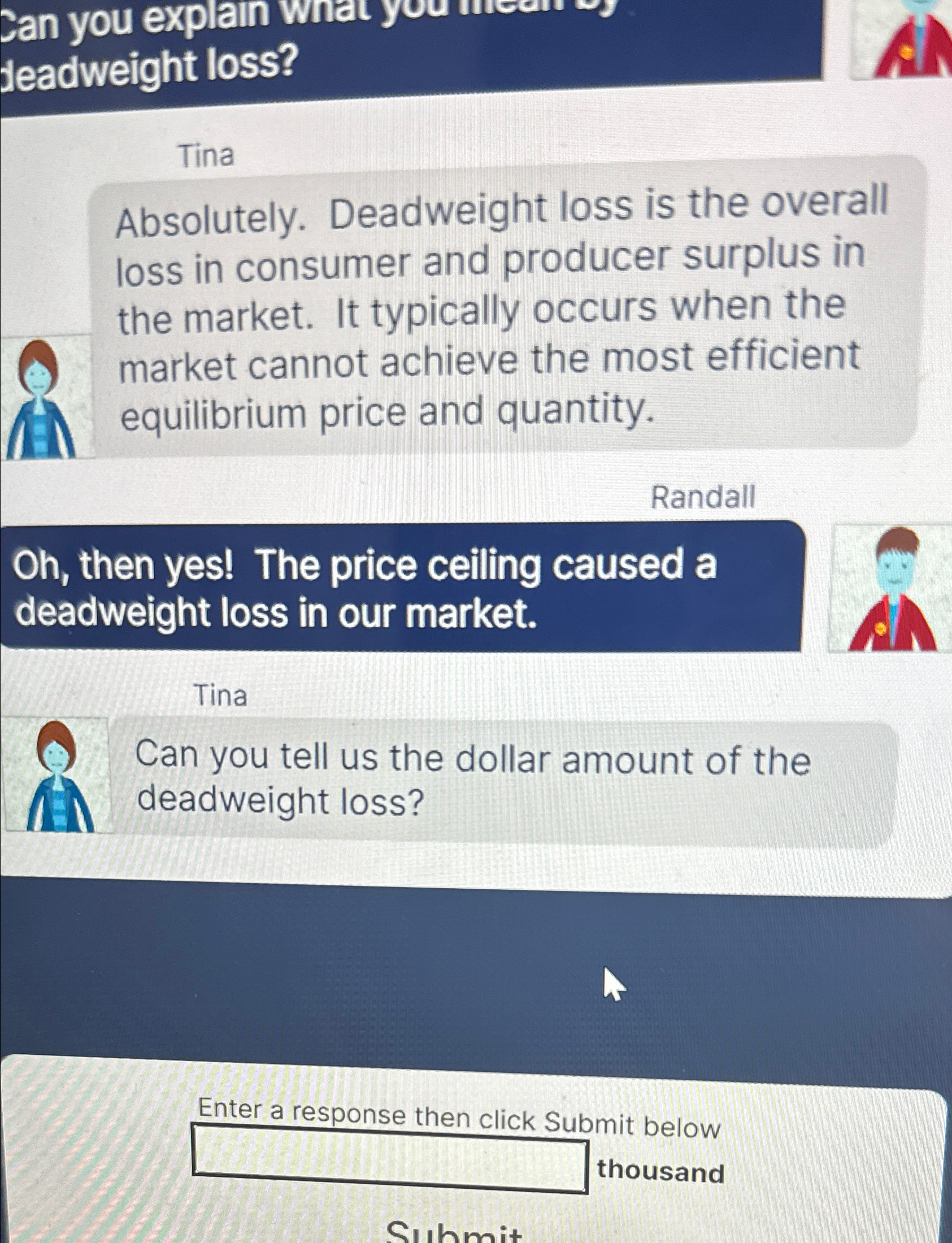 Solved deadweight loss?TinaAbsolutely. Deadweight loss is | Chegg.com