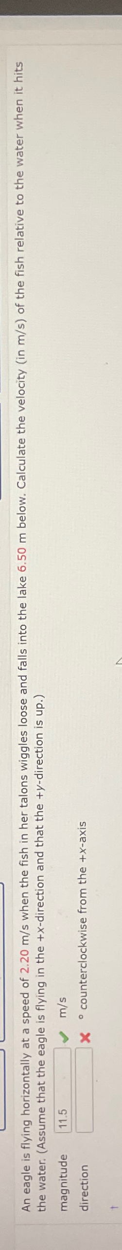 Solved the water. (Assume that the eagle is flying in the | Chegg.com