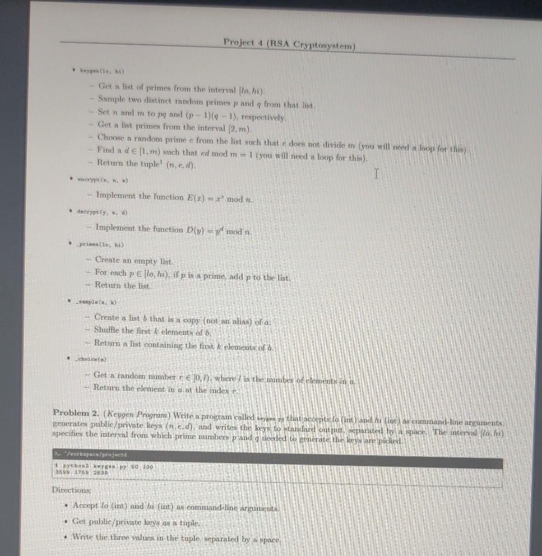 Solved Goal The purpose of this project is to implement the | Chegg.com
