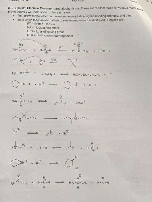 Solved 8. (10 points) Electron Movement and Mechanisms. | Chegg.com