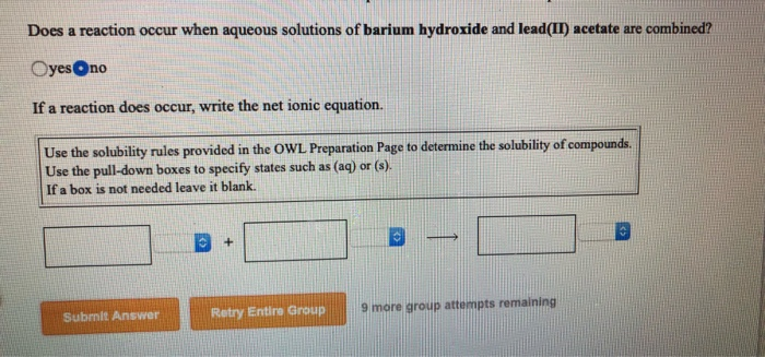 Solved Does A Reaction Occur When Aqueous Solutions Of Al