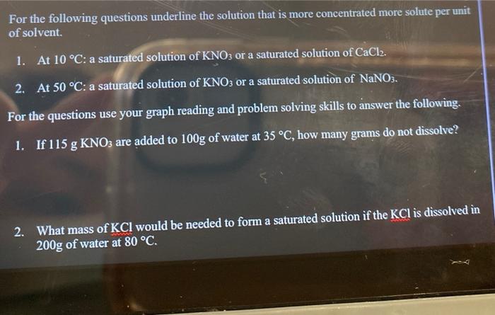 Solved Use the following solubility graph to answer all of | Chegg.com