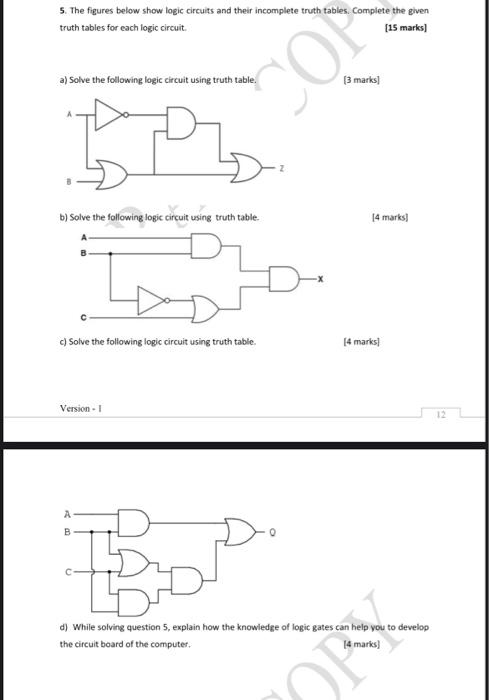 Solved 5. The figures below show logic circuits and their | Chegg.com