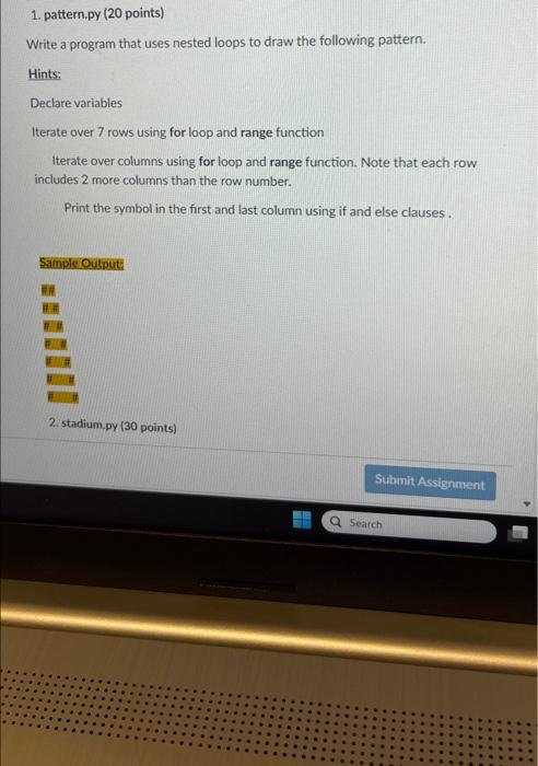 Solved 1. pattern.py 20 points Write a program that uses Chegg