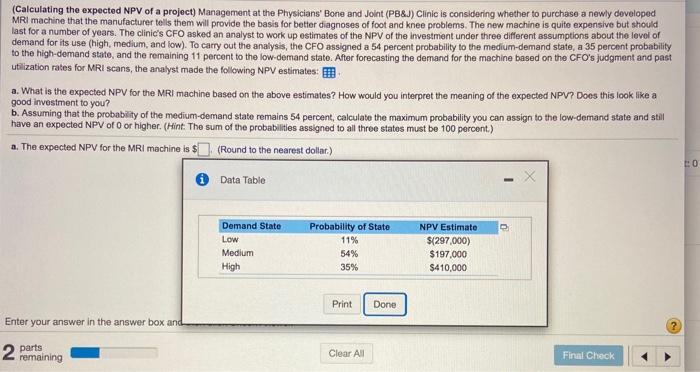 Solved (Calculating the expected NPV of a project) | Chegg.com