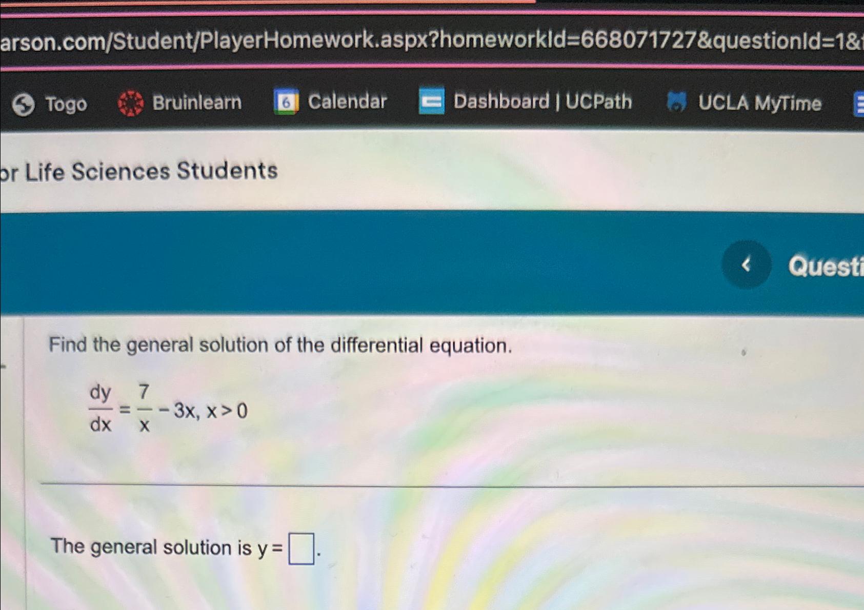 general solution of differential equation dy dx e x y