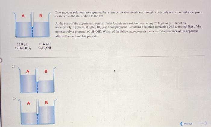 Solved А B Two Aqueous Solutions Are Separated By A