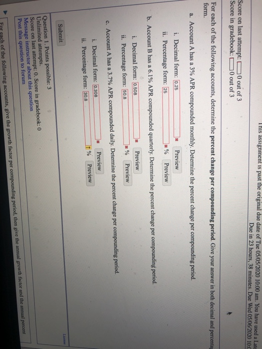 Solved This assignment is past the original due date of Tue | Chegg.com