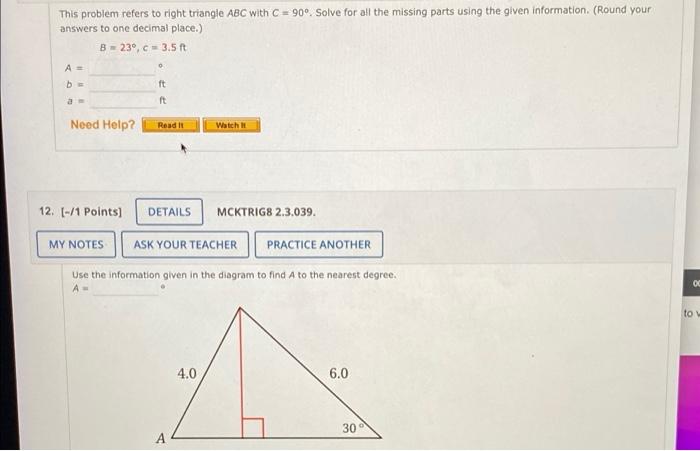 Solved This Problem Refers To Right Triangle Abc With C 0858