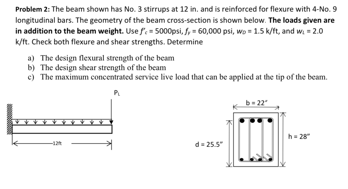 Solved Problem 2: The beam shown has No. 3 ﻿stirrups at 12 | Chegg.com