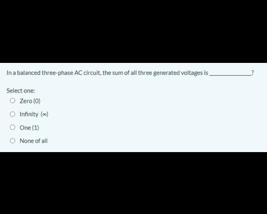 Solved In a balanced three-phase AC circuit, the sum of all | Chegg.com