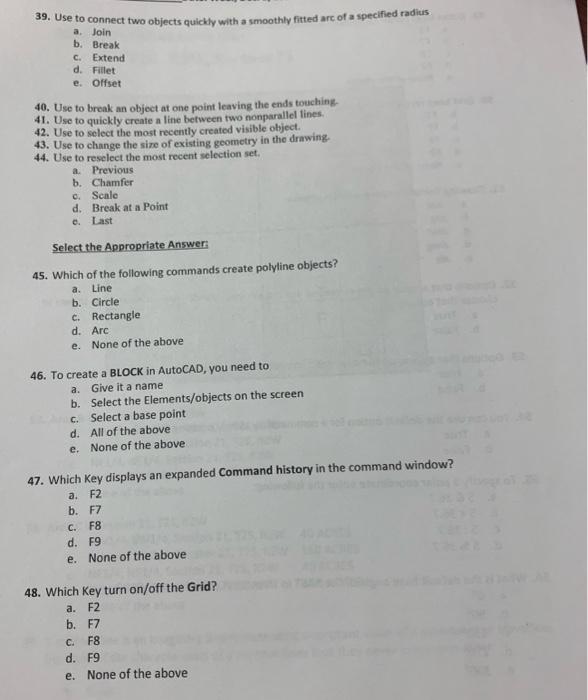 Solved 39. Use to connect two objects quickly with a | Chegg.com