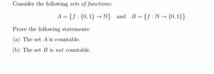 Solved Consider the following sets of functions: | Chegg.com