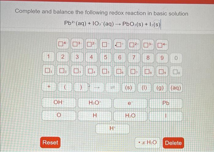 Solved Complete And Balance The Following Redox Reaction In | Chegg.com