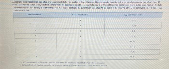 Solved 4 A larger and more modem main post office is to be | Chegg.com