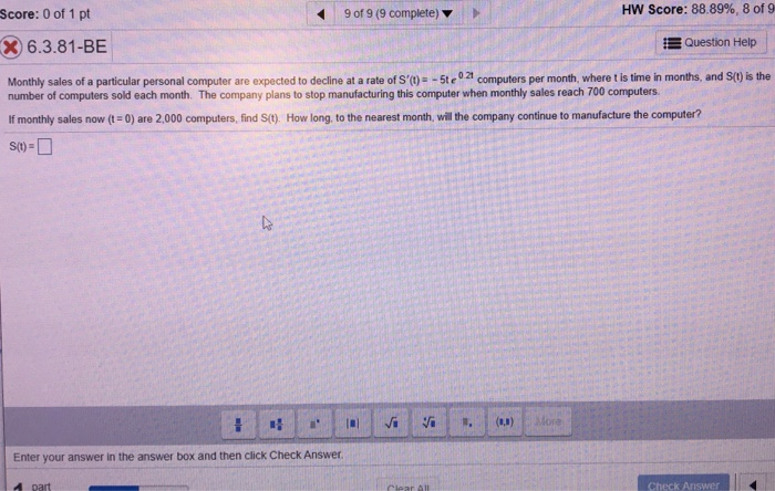 Solved Score: 0 of 1 pt 9 of 9 (9 complete) HW Score: | Chegg.com