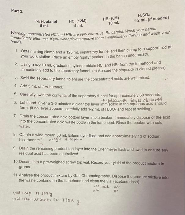 Part \#1. 1. GC chromatograph (copy, original or | Chegg.com