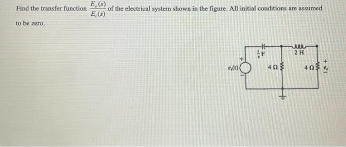 Solved Find the transfer function , (3) of the electrical | Chegg.com