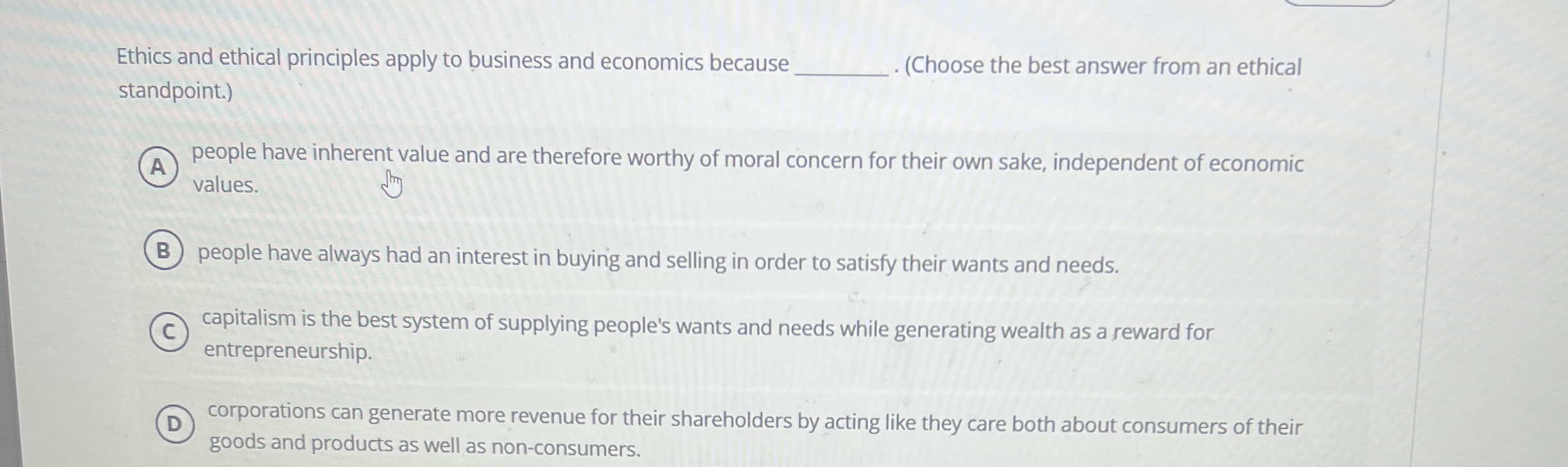 Solved Ethics and ethical principles apply to business and | Chegg.com