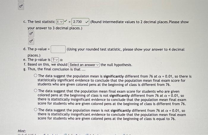 Solved The Average Final Exam Score For The Statistics | Chegg.com