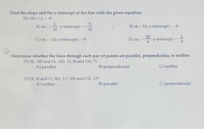 Solved Find the slope and the y-intercept of the line with | Chegg.com