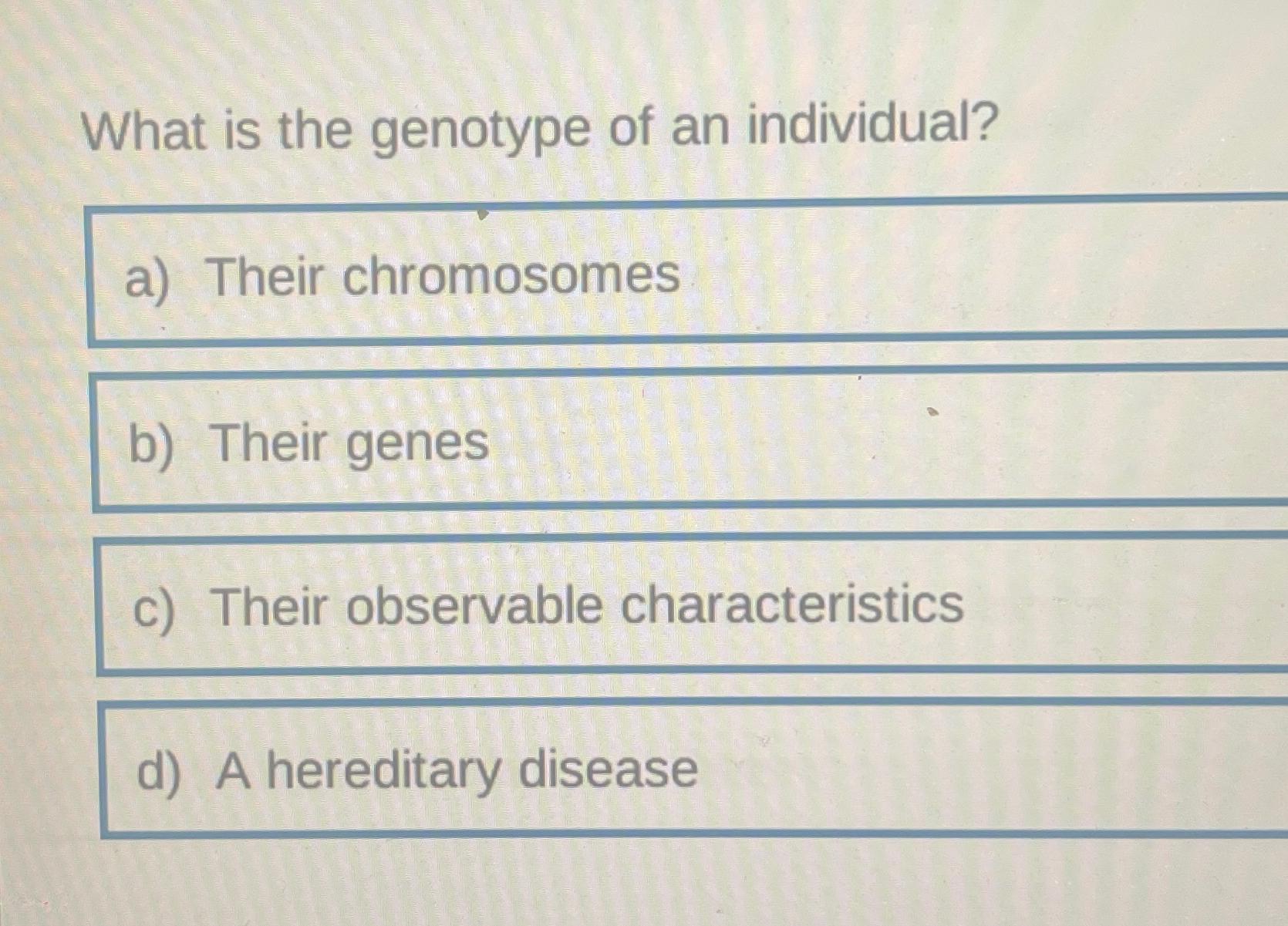 Solved What is the genotype of an individual?a) ﻿Their | Chegg.com