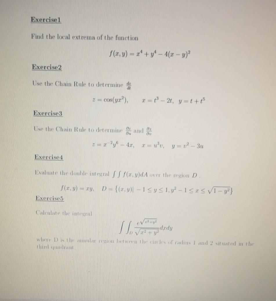 Solved Exercise1 Find the local extrema of the function | Chegg.com