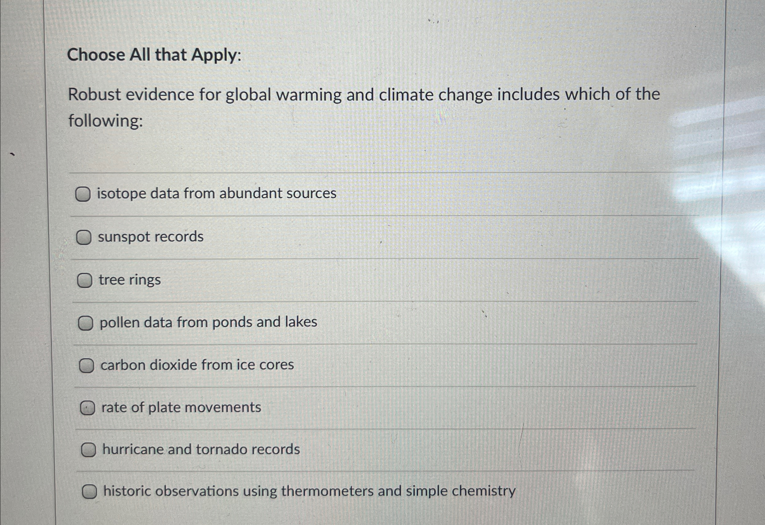 Solved Choose All that Apply:Robust evidence for global | Chegg.com