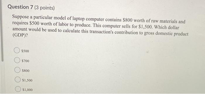 Solved Question 7 (3 points) Suppose a particular model of | Chegg.com