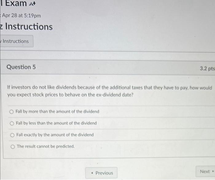 Solved Exam A Apr 28 at 5:19pm z Instructions Instructions | Chegg.com