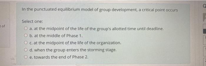 punctuated equilibrium model of group development