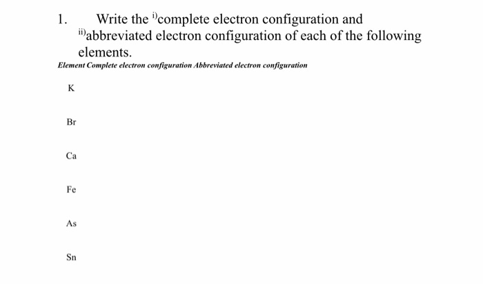 Solved Write the complete electron configuration and | Chegg.com