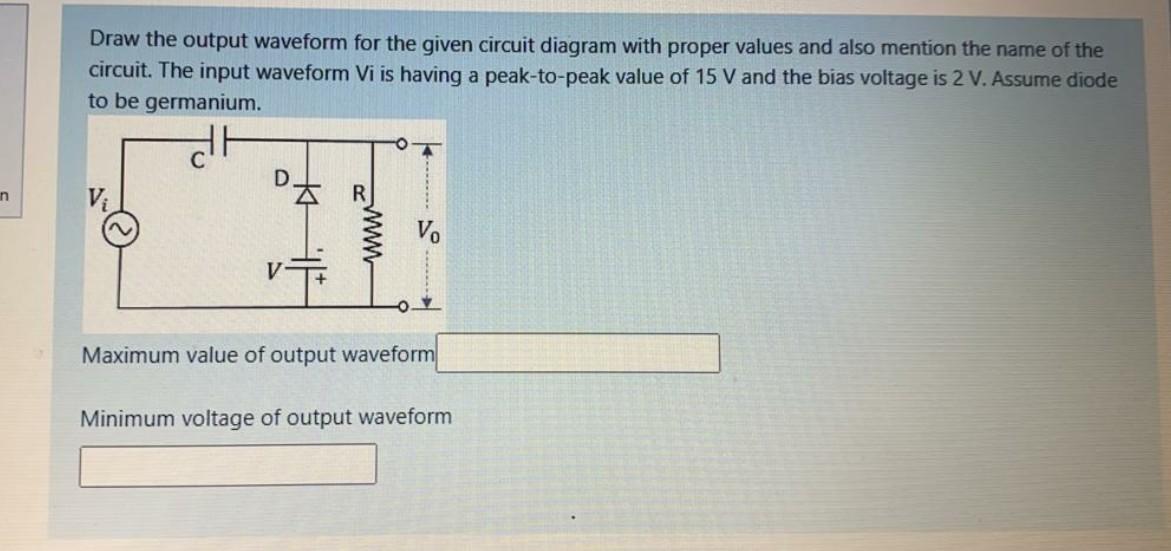 Solved Draw the output waveform for the given circuit | Chegg.com
