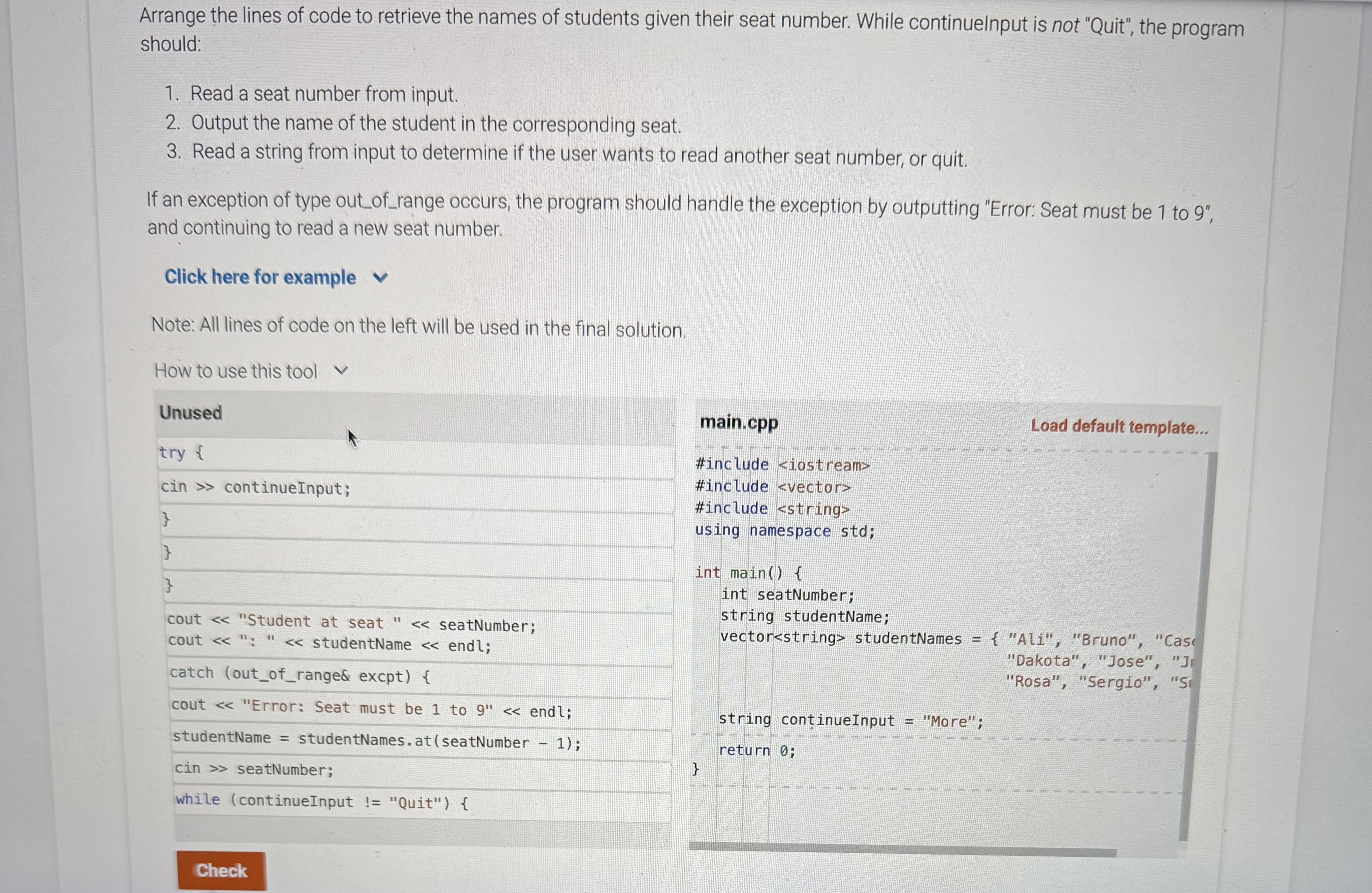 Solved Arrange the lines of code to retrieve the names of | Chegg.com