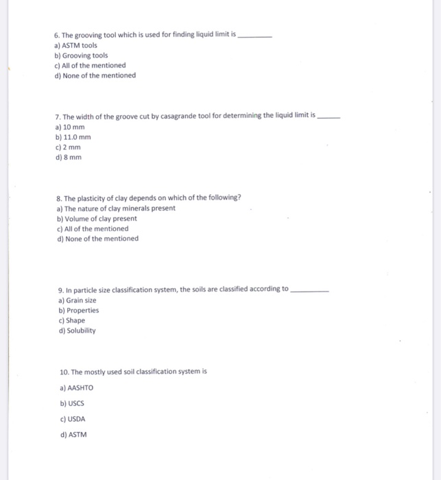 Solved 6. The grooving tool which is used for finding liquid