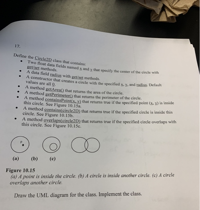 Solved 17. Define the Circle2D class that contains: Two | Chegg.com