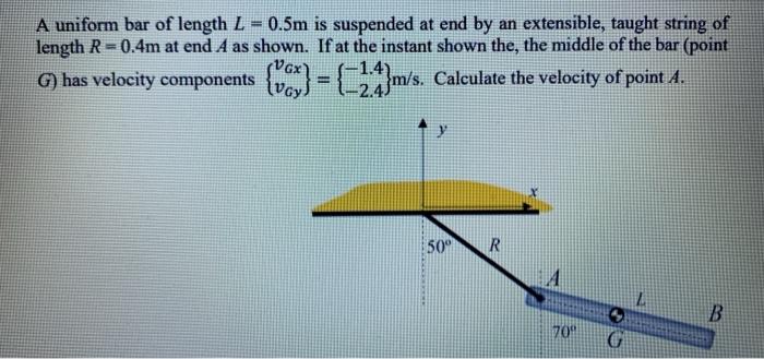 Solved A uniform bar of length L - 0.5m is suspended at end | Chegg.com