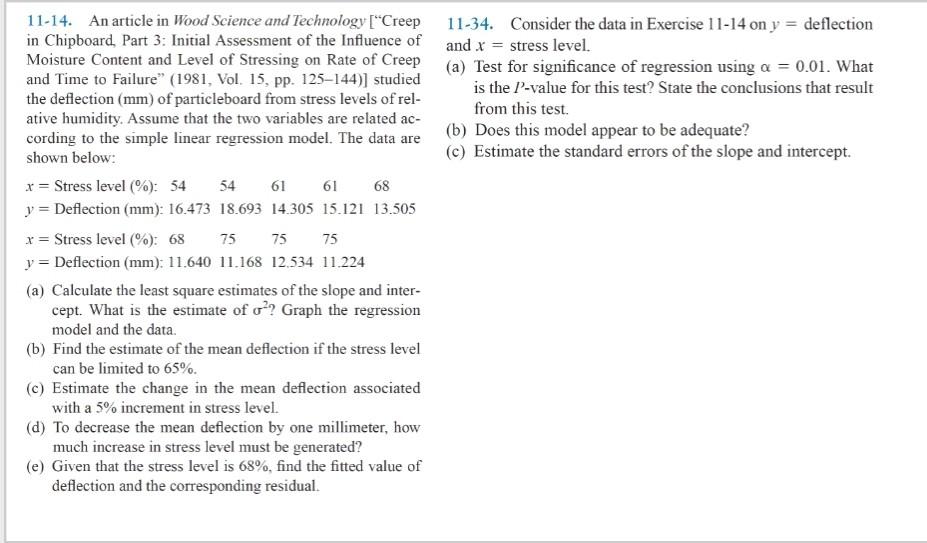 Solved 11-14. An article in Wood Science and Technology | Chegg.com