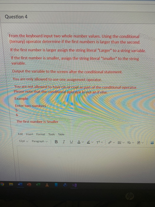 Solved Question 4 From the keyboard input two whole number | Chegg.com